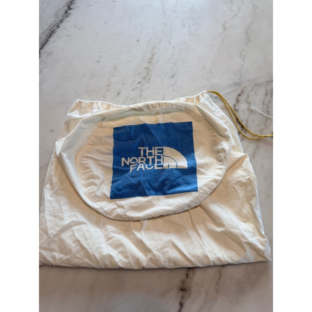 The North Face White Cotton Canvas Drawstring Laundry Storage Bag Blue Logo Logo